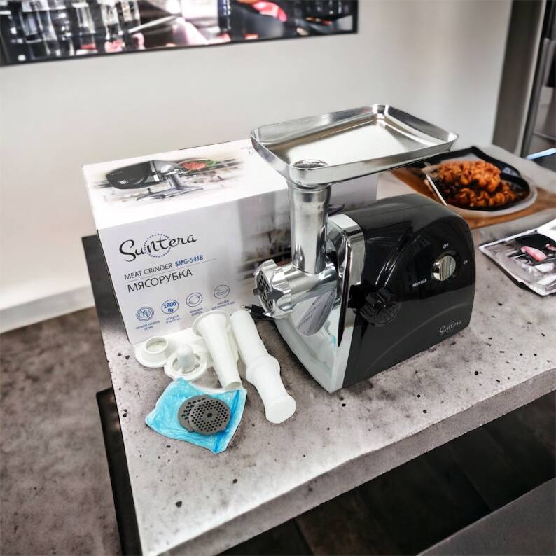 Мясорубка Suntera SMG-5418B 1800 Вт, электромясорубка для шинковки, мясорубка электрическая металл