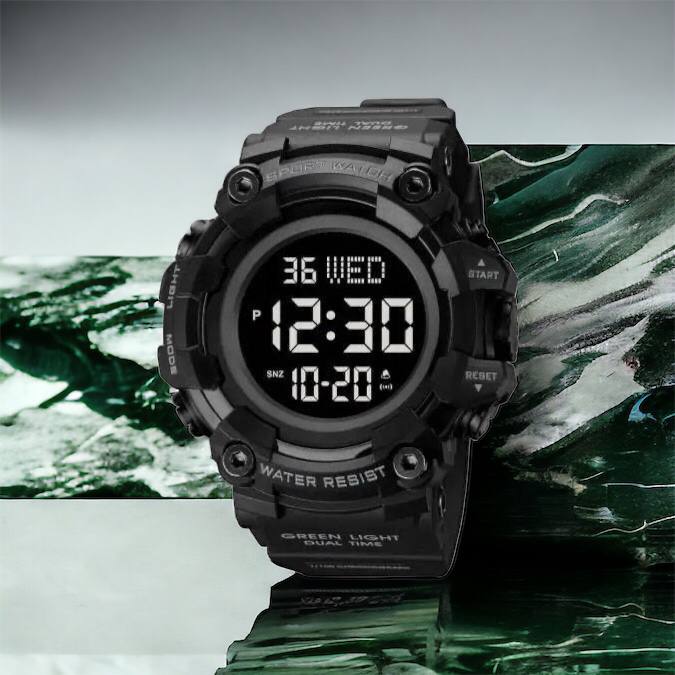 Годинник наручний чоловічий SKMEI 1968BKBK BLACK-BLACK, водостійкий тактичний годинник. Колір: чорний