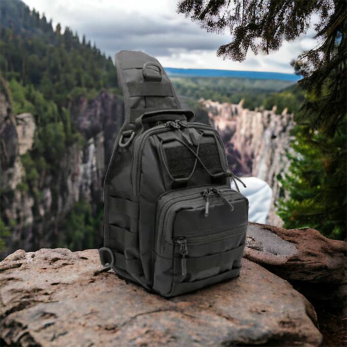 Качественная тактическая сумка, укрепленная мужская сумка рюкзак тактическая слинг. Цвет: черный