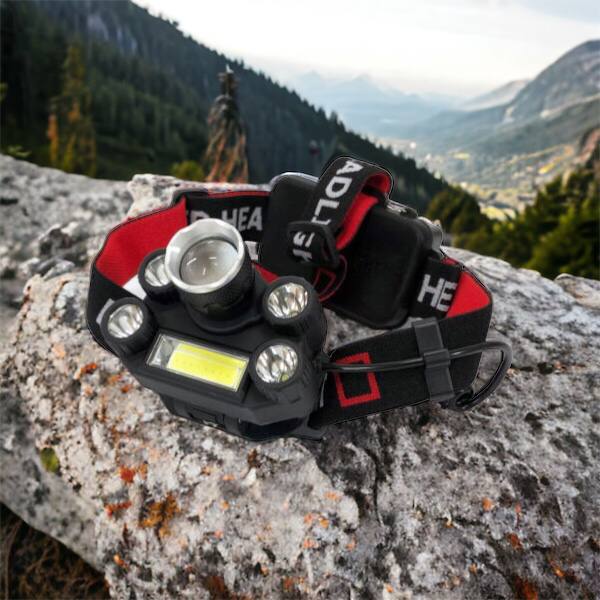 Фонарик налобный Bailong BL-T64-T6+4XPE, светодиодный фонарь на лоб, мощный налобный фонарь для рыбалки