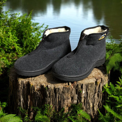 Черевики чоловічі утеплені на застібці 41 розмір, повстяні бурки, домашні чоловічі валянки. Колір: сірий