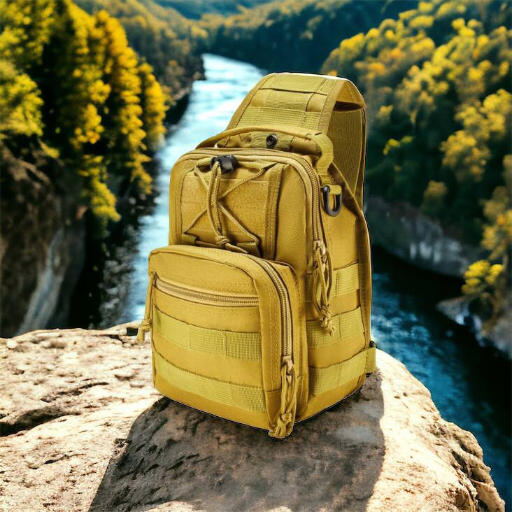 Качественная тактическая сумка, укрепленная мужская сумка рюкзак тактическая слинг. Цвет: койот