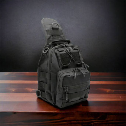 Качественная тактическая сумка, укрепленная мужская сумка рюкзак тактическая слинг. Цвет: черный