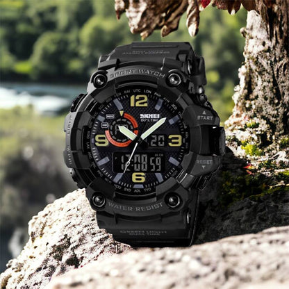 Часы наручные мужские SKMEI 1520BK BLACK, армейские часы противоударные. Цвет: черный