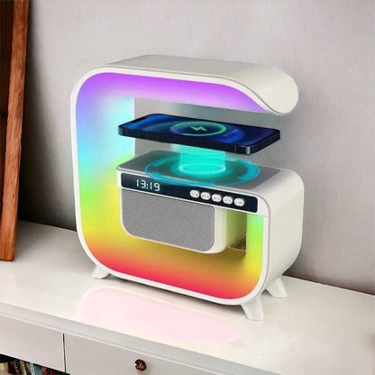 Ночник аккумуляторный RGB G3 с беспроводной зарядкой 15W и Bluetooth колонкой 3W Настольная смарт лампа
