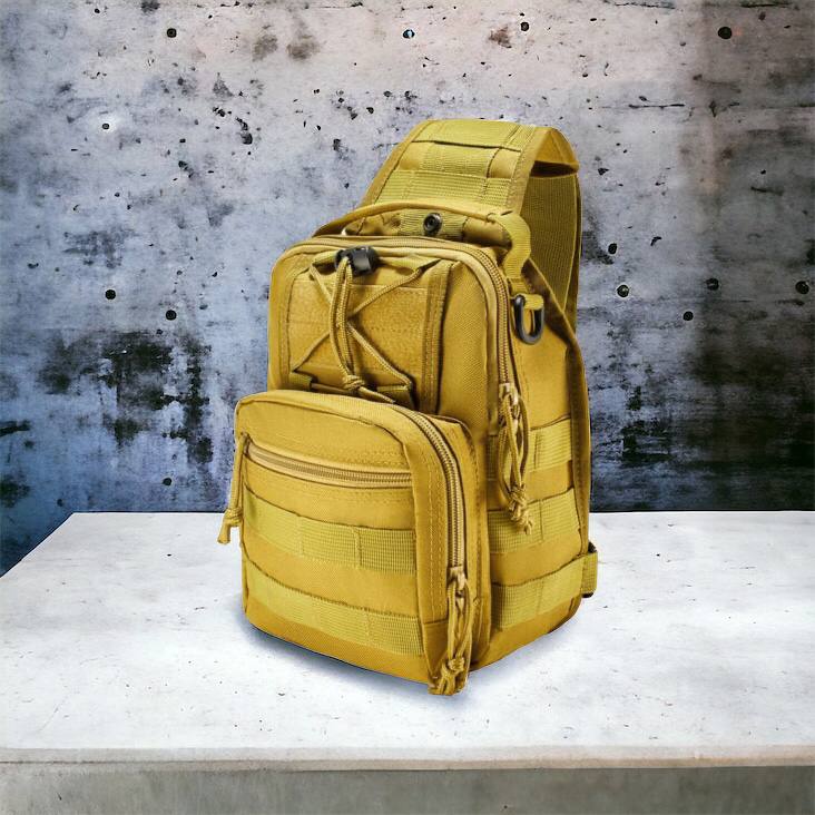 Качественная тактическая сумка, укрепленная мужская сумка рюкзак тактическая слинг. Цвет: койот
