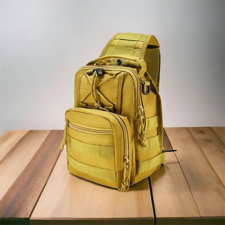 Качественная тактическая сумка, укрепленная мужская сумка рюкзак тактическая слинг. Цвет: койот