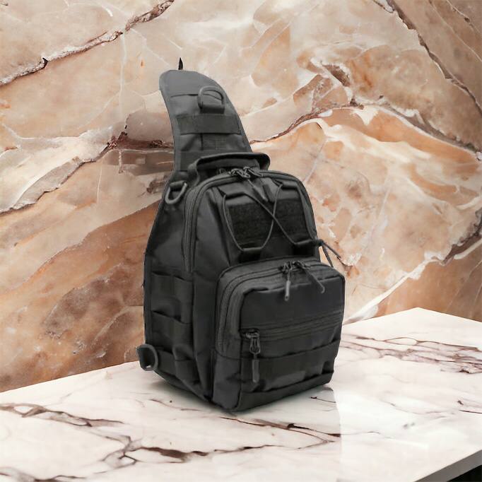 Качественная тактическая сумка, укрепленная мужская сумка рюкзак тактическая слинг. Цвет: черный