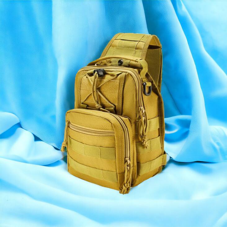 Качественная тактическая сумка, укрепленная мужская сумка рюкзак тактическая слинг. Цвет: койот