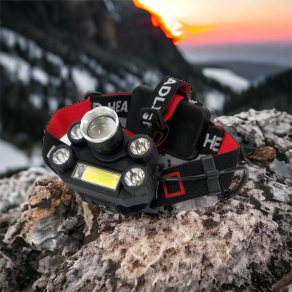 Фонарик налобный Bailong BL-T64-T6+4XPE, светодиодный фонарь на лоб, мощный налобный фонарь для рыбалки