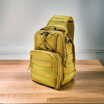 Качественная тактическая сумка, укрепленная мужская сумка рюкзак тактическая слинг. Цвет: койот