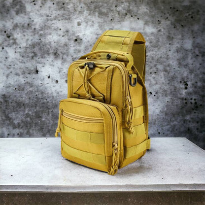 Качественная тактическая сумка, укрепленная мужская сумка рюкзак тактическая слинг. Цвет: койот