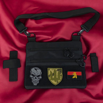 Сумка тактична чорна для прихованого носіння з кобурою, чоловічий месенджер із кордури