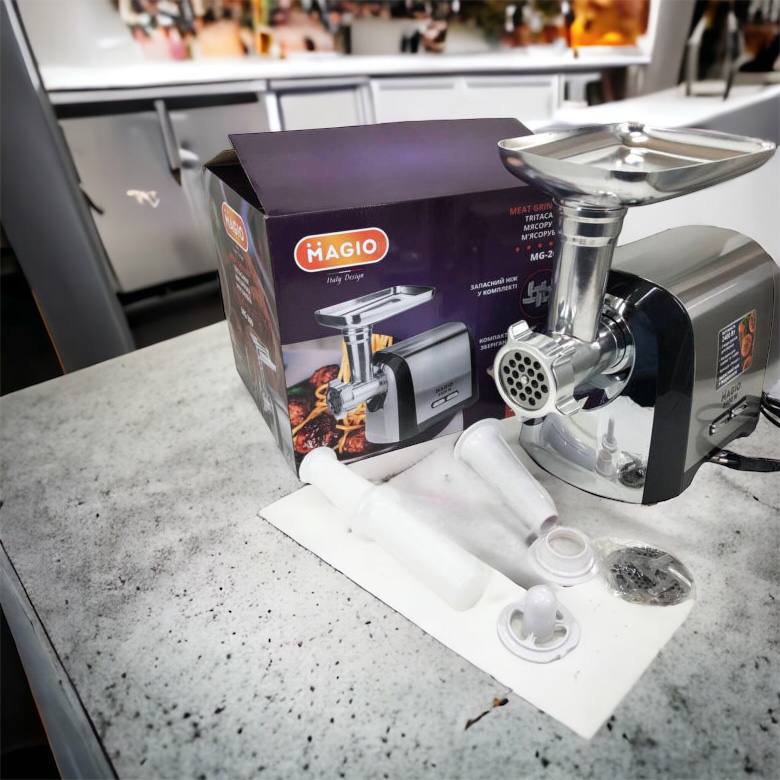 Мясорубка Magio MG-269, 2400 W, мясорубка электрическая металл, мясорубка с металлическим редуктором