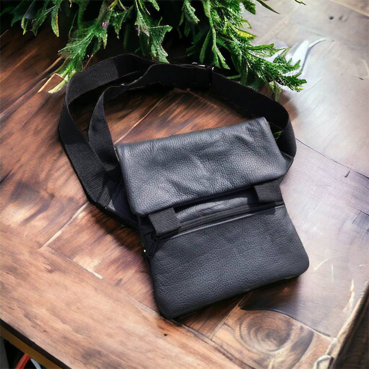Тактична шкіряна сумка з кобурою, чоловічий месенджер, барсетка - чорний слінг, чоловіча сумка через плече