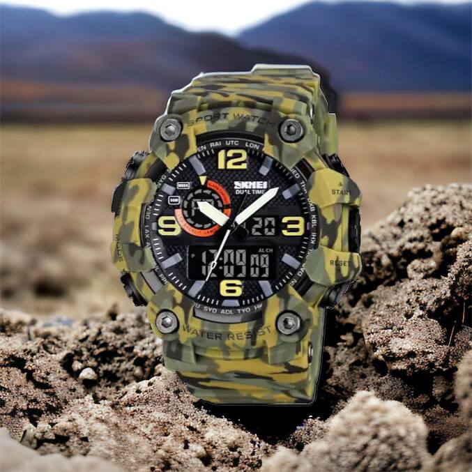 Часы наручные мужские SKMEI 1520CMGN CAMO GREEN, часы военные мужские, для военнослужащих. Цвет: камуфляж