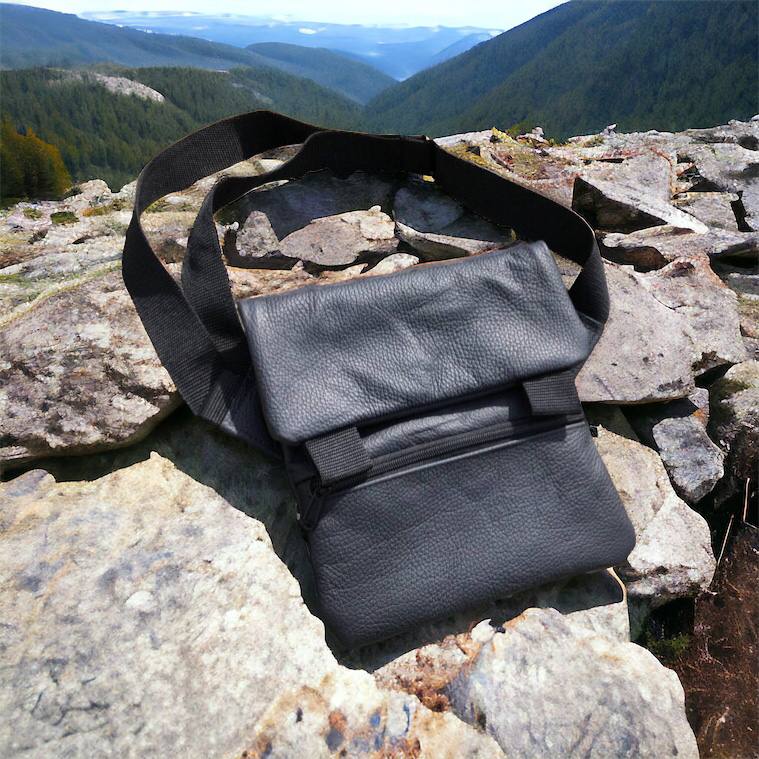 Тактична шкіряна сумка з кобурою, чоловічий месенджер, барсетка - чорний слінг, чоловіча сумка через плече