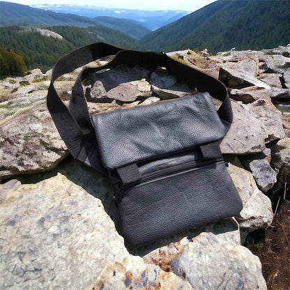 Тактична шкіряна сумка з кобурою, чоловічий месенджер, барсетка - чорний слінг, чоловіча сумка через плече