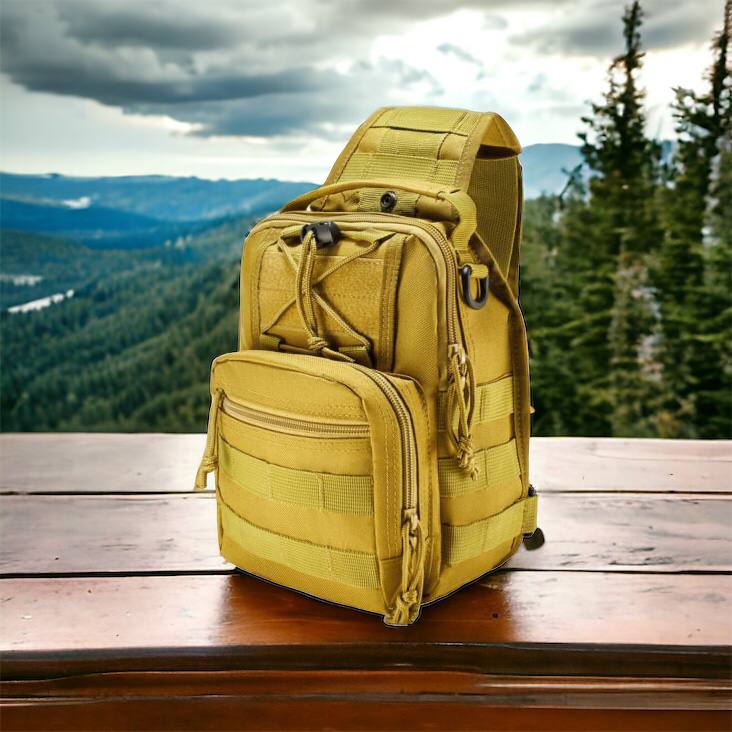 Качественная тактическая сумка, укрепленная мужская сумка рюкзак тактическая слинг. Цвет: койот