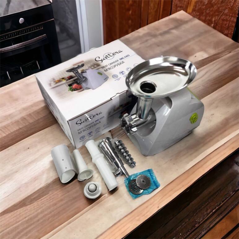 Мясорубка Suntera SMG-5425W, мясорубка-соковыжималка, электрическая мясорубка с насадками для дома