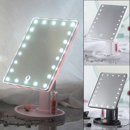 Зеркало для макияжа с 16 LED подсветкой Mirror, косметическое зеркало с подсветкой. Цвет: розовый