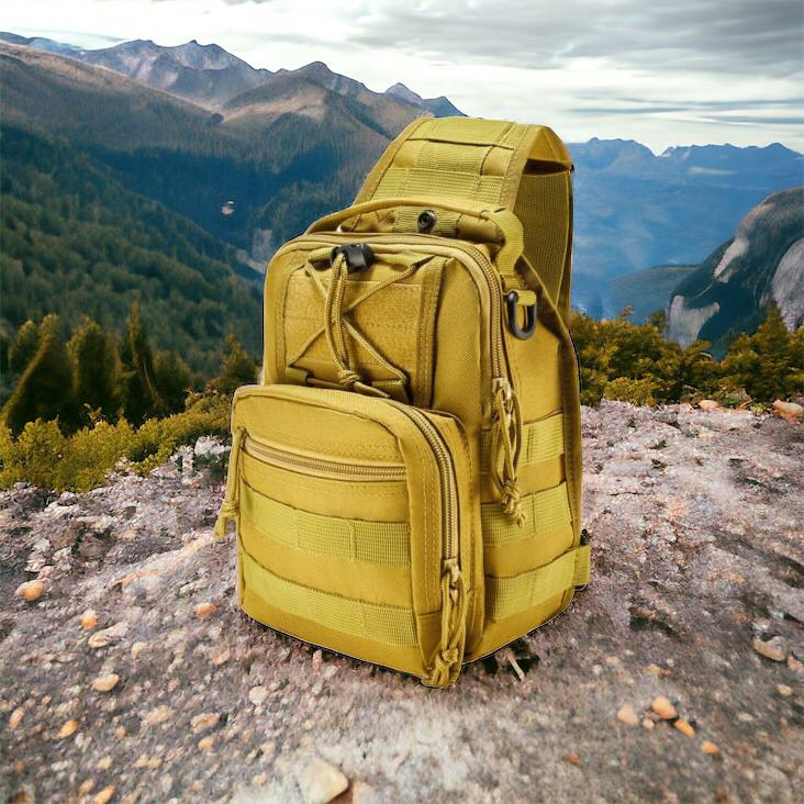 Качественная тактическая сумка, укрепленная мужская сумка рюкзак тактическая слинг. Цвет: койот