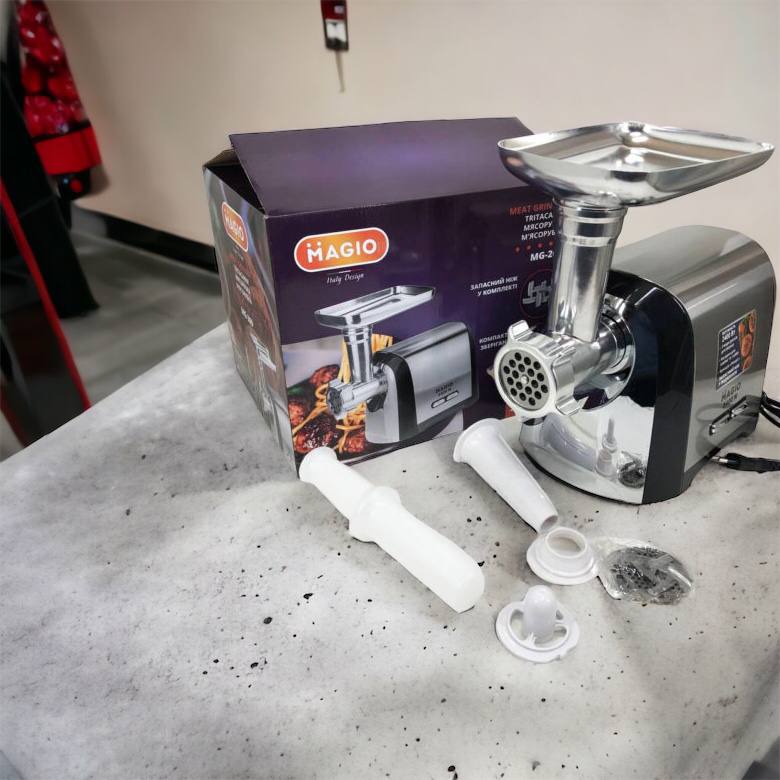 Мясорубка Magio MG-269, 2400 W, мясорубка электрическая металл, мясорубка с металлическим редуктором