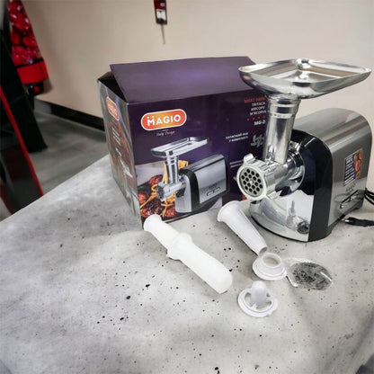 Мясорубка Magio MG-269, 2400 W, мясорубка электрическая металл, мясорубка с металлическим редуктором