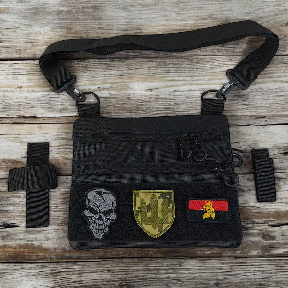 Сумка тактична чорна для прихованого носіння з кобурою, чоловічий месенджер із кордури