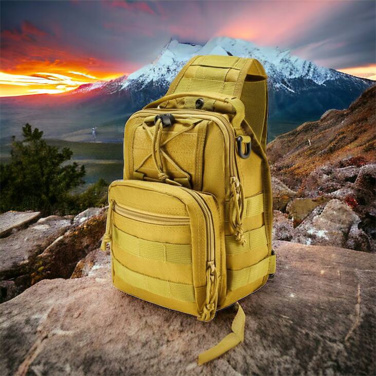 Качественная тактическая сумка, укрепленная мужская сумка рюкзак тактическая слинг. Цвет: койот