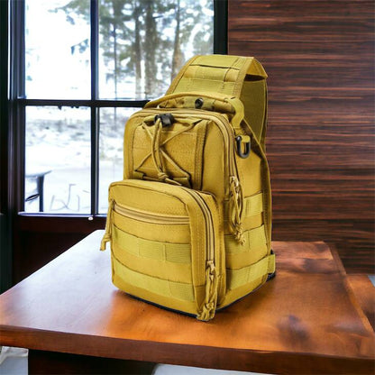 Качественная тактическая сумка, укрепленная мужская сумка рюкзак тактическая слинг. Цвет: койот