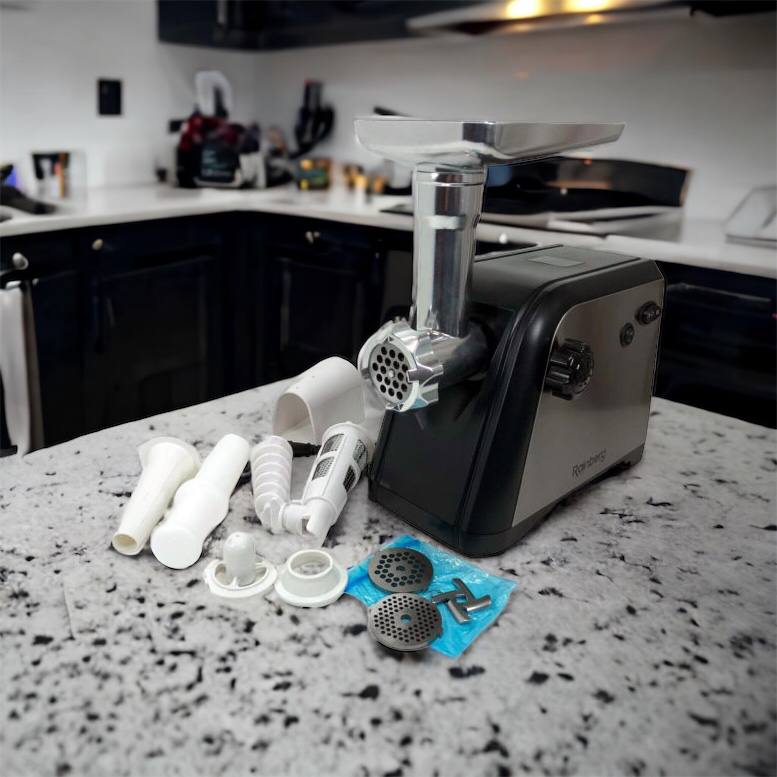 Мясорубка Rainberg RB-672 3000W электрическая с реверсом и соковыжималкой, мясорубка электрическая металл