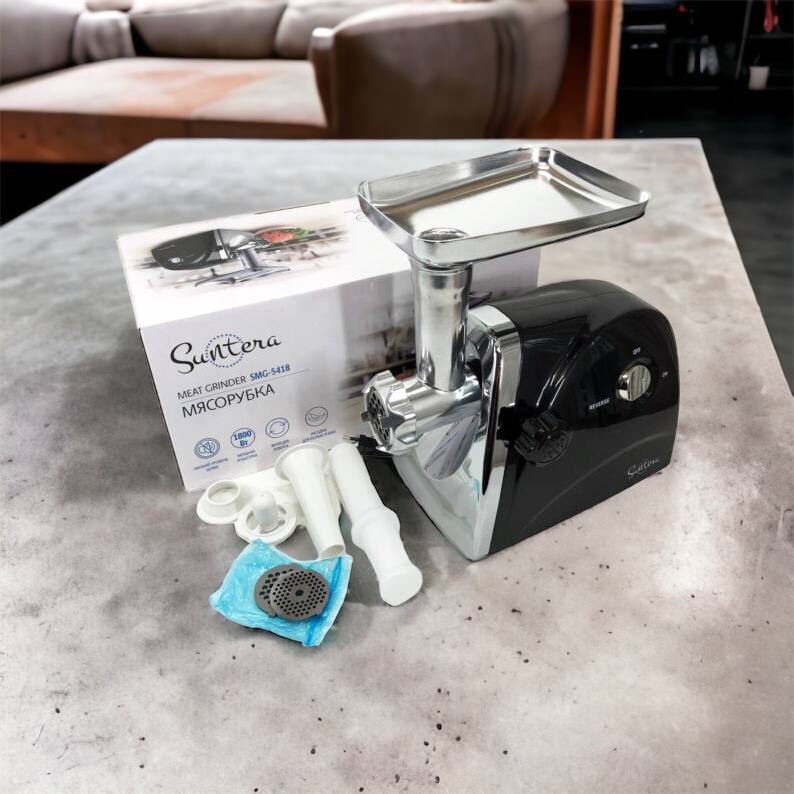 Мясорубка Suntera SMG-5418B 1800 Вт, электромясорубка для шинковки, мясорубка электрическая металл
