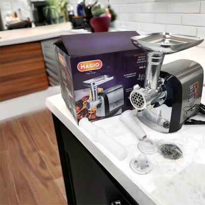 Мясорубка Magio MG-269, 2400 W, мясорубка электрическая металл, мясорубка с металлическим редуктором