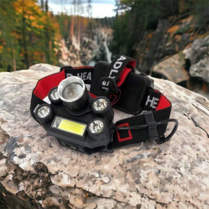 Фонарик налобный Bailong BL-T64-T6+4XPE, светодиодный фонарь на лоб, мощный налобный фонарь для рыбалки