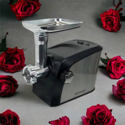 Электрическая мясорубка Rainberg RB-673 с соковыжималкой и шинковкой 9 насадок 3000W с реверсом