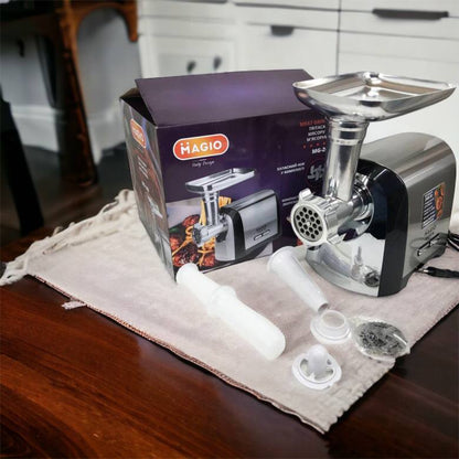 Мясорубка Magio MG-269, 2400 W, мясорубка электрическая металл, мясорубка с металлическим редуктором