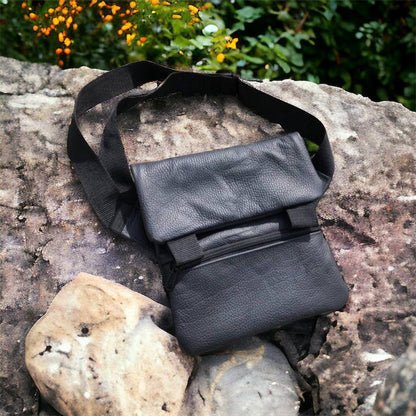 Тактична шкіряна сумка з кобурою, чоловічий месенджер, барсетка - чорний слінг, чоловіча сумка через плече