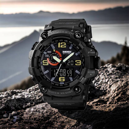 Часы наручные мужские SKMEI 1520BK BLACK, армейские часы противоударные. Цвет: черный