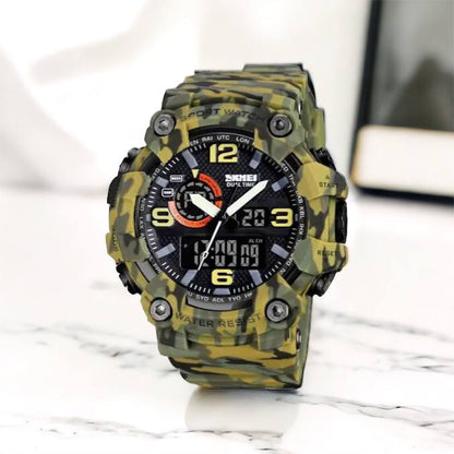 Часы наручные мужские SKMEI 1520CMGN CAMO GREEN, часы военные мужские, для военнослужащих. Цвет: камуфляж