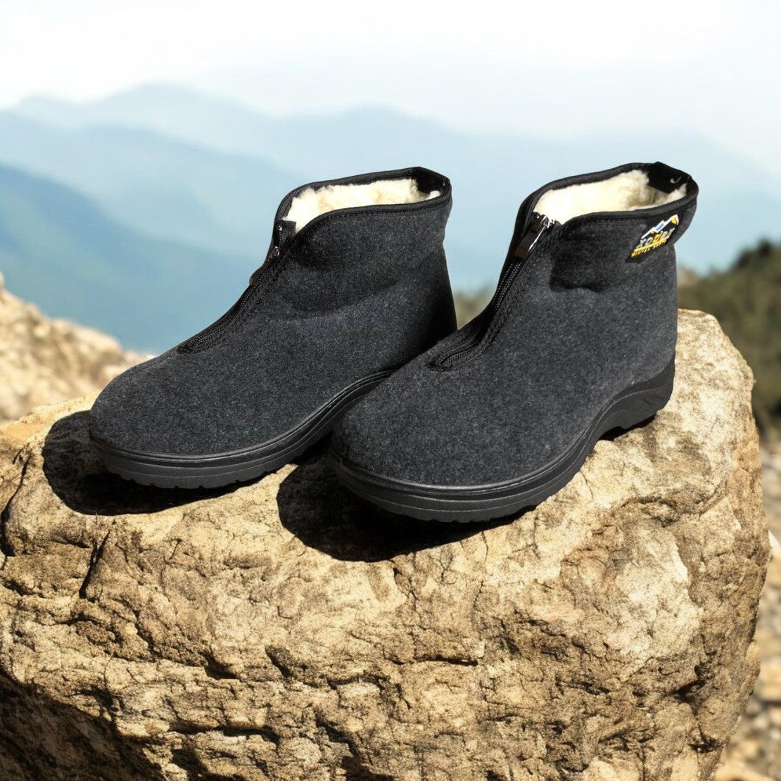 Черевики чоловічі утеплені на застібці 41 розмір, повстяні бурки, домашні чоловічі валянки. Колір: сірий