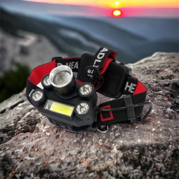 Фонарик налобный Bailong BL-T64-T6+4XPE, светодиодный фонарь на лоб, мощный налобный фонарь для рыбалки