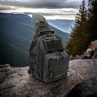 Качественная тактическая сумка, укрепленная мужская сумка рюкзак тактическая слинг. Цвет: черный