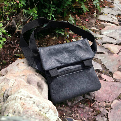 Тактична шкіряна сумка з кобурою, чоловічий месенджер, барсетка - чорний слінг, чоловіча сумка через плече