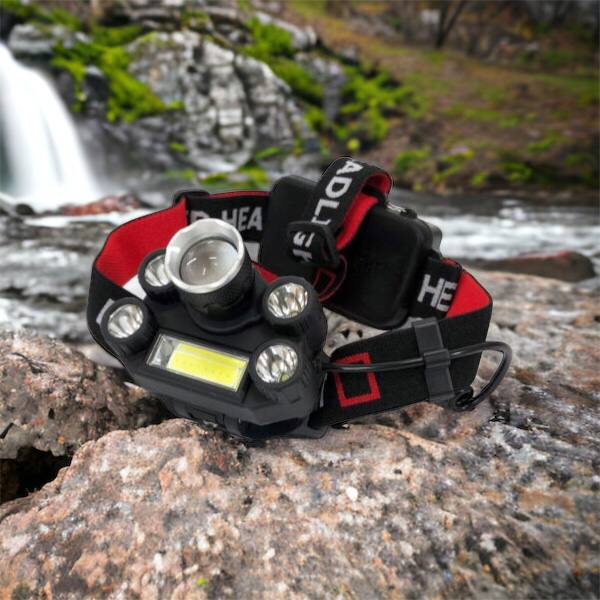 Фонарик налобный Bailong BL-T64-T6+4XPE, светодиодный фонарь на лоб, мощный налобный фонарь для рыбалки