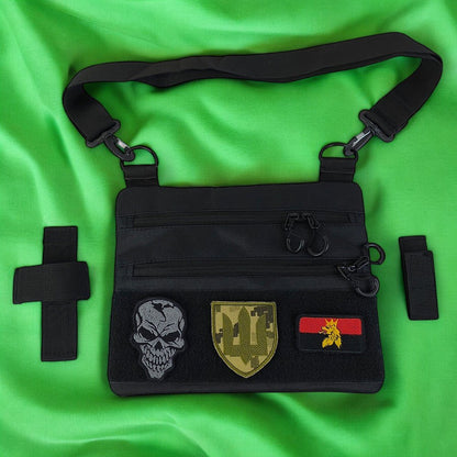 Сумка тактична чорна для прихованого носіння з кобурою, чоловічий месенджер із кордури