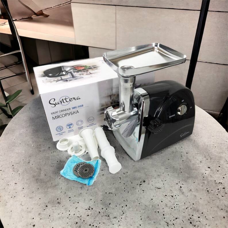 Мясорубка Suntera SMG-5418B 1800 Вт, электромясорубка для шинковки, мясорубка электрическая металл