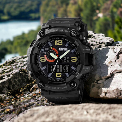 Часы наручные мужские SKMEI 1520BK BLACK, армейские часы противоударные. Цвет: черный