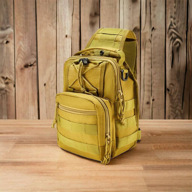 Качественная тактическая сумка, укрепленная мужская сумка рюкзак тактическая слинг. Цвет: койот