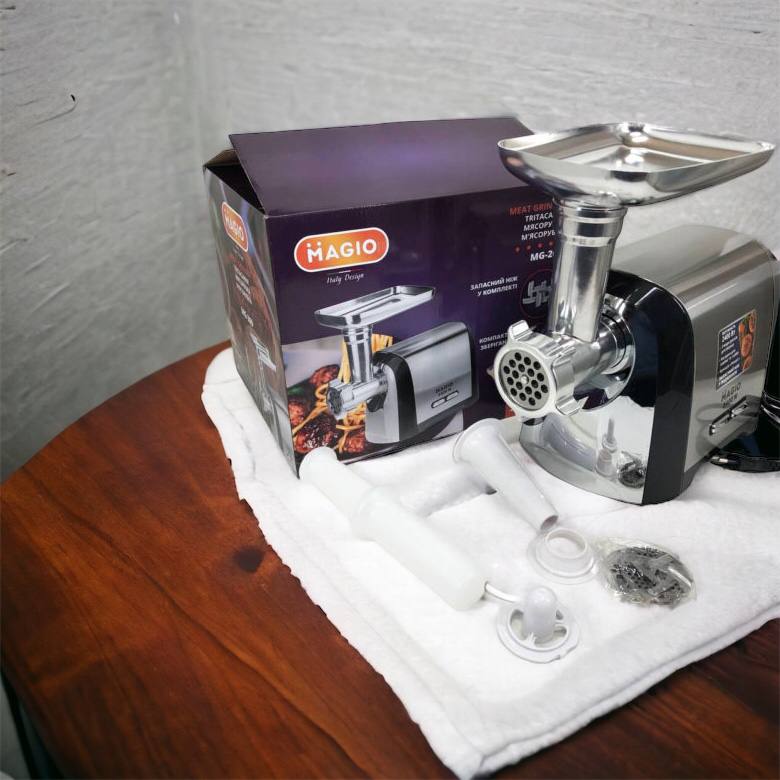 Мясорубка Magio MG-269, 2400 W, мясорубка электрическая металл, мясорубка с металлическим редуктором